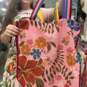 Maxi bag Farm Dupla Face Rosa Floral E Á Cor Da Pele (novo)