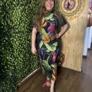 Conjunto Farm Cropped E Saia midi Banana Uva (Novo)