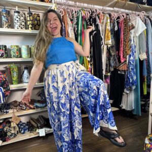 Calça Farm Pantalona Estampada Voo De Porcelana (Novo)