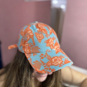 Boné Tropical Farm Floral De Renda Azul E Laranja (novo)