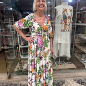 Vestido Farm Doce Jardim Manga Bufante Branco Florido (Novo)
