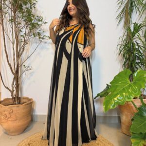 Vestido Farm Ombro Só Leque de Tucano Preto e Branco (Novo)