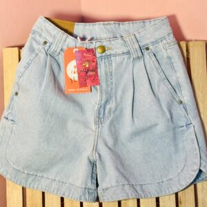 Short Bermuda Farm Jeans Claro Pregas (Novo)