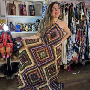 Vestido Farm Longo Plissado Pretti Rosa Roxo Verde Festa (Desapego)