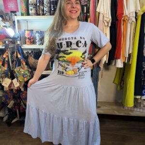 Vestido Farm Longo Mureta da Urca T-Shirt Zé Carioca Azul TAM P (Novo)