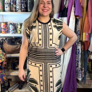 Vestido Farm Curto Regata Off White Ombreira Jardim Tropical TAM M e G (Novo)