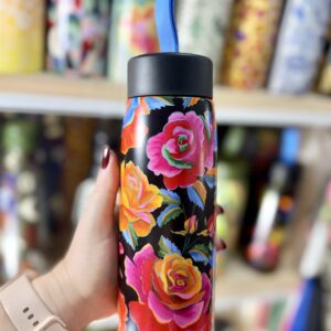 Garrafa Térmica Farm Que Sede Rosas Pintadas Preta 500ML (novo)