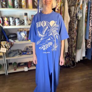 Vestido Farm Longo T-Shirt Azul TAM PP (Desapego)