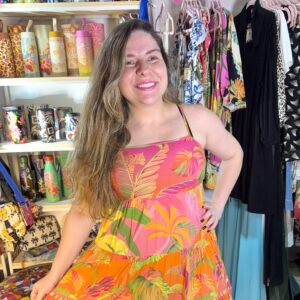 Vestido Farm Curto Maré Tropical Rosa TAM P (Desapego)