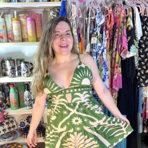 Vestido Inspiração Farm Verde Off Sol TAM G (Novo)