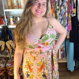 Vestido Farm Curto Jardim de Passaros Rosa TAM M (Desapego)