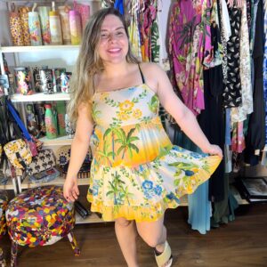 Vestido Farm Curto Dia de Sol Azul TAM P (Desapego)