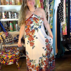 Vestido Zinzane Longo Branco Florido Off White Iggy TAM GG (Desapego)