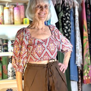 Cropped Bluesteel Estilo Boho Vermelho Mangas Bufantes TAM PP (Novo)