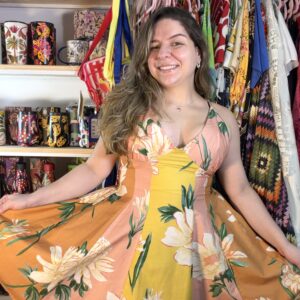 Vestido Farm Curto Floral Alice Amarelo Laranja Rosa TAM GG (Novo)