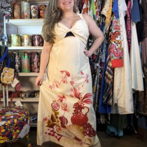 Vestido Farm Longo Off Afrodite Bege Macrame Rosa TAM GG (Novo)