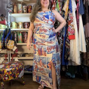 Vestido Farm Longo Diário de Verão Branco Azul Vermelho TAM GG (Novo)