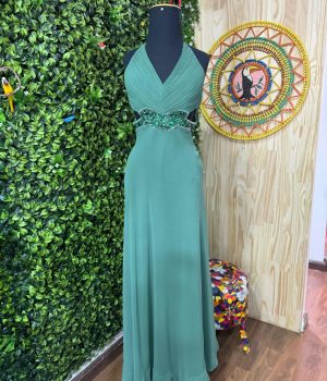 Vestido cetim verde festa desapego
