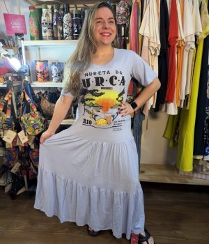 Vestido Farm Longo Mureta da Urca T-Shirt Zé Carioca Azul TAM P (Novo)