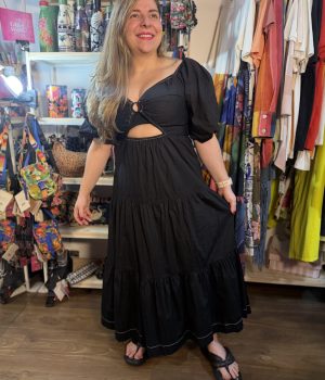 Vestido Dress To Manga Bufante Preto TAM G (Desapego)