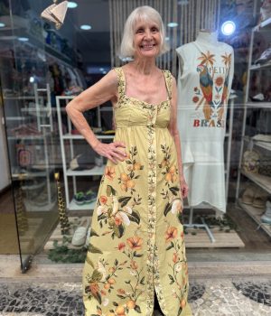 Vestido Farm Longo Alça Estampado Bosque Chic Verde Florido (Novo)