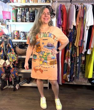 Vestido Farm Curto T-Shirt Salmão Paquetá Zé Carioca TAM P e M (Novo)