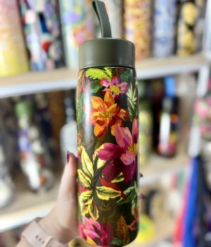 Garrafa Farm Que Sede Painted Flowers Verde 750ml (novo)