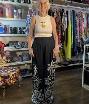 Calça Farm Pantalona Guanacaste Preta Off Coqueiros Wide Leg TAM P (Nova)