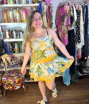 Vestido Farm Curto Dia de Sol Azul TAM P (Desapego)