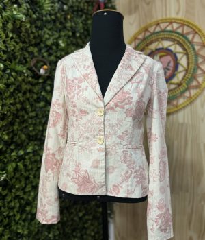 Casaco Blazer Branco E Rosa Floral (desapego)