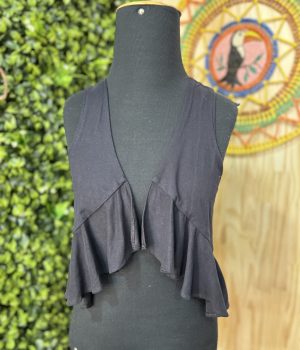 Blusa Colete Babados Preta (desapego)