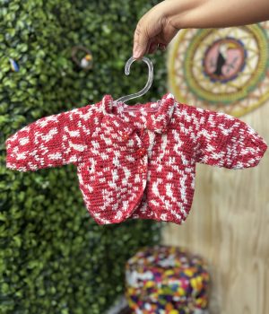Blusa Infantil Crochê Vermelho E Branco (desapego)