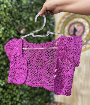 Blusa Colete Infantil Rosa Bordado (desapego)