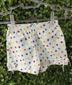 Short Infantil Branco Bolinhas Coloridas (desapego)