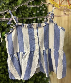 Blusa Infantil Fábula Listras Branco E Azul (novo)