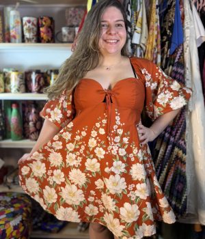 Vestido Farm Curto Gabrielle Floral Vermelho TAM GG (Novo)