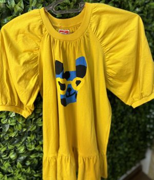 Vestido Infantil Fábula Amarelo Estampa Dog Tam 10 ANOS (novo)