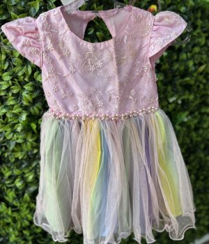 Vestido De Festa Rosa Infantil Saia De Tule (desapego)