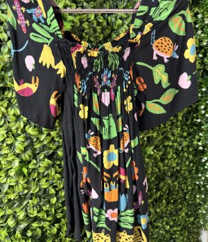 Vestido Infantil Preto Animais (desapego)