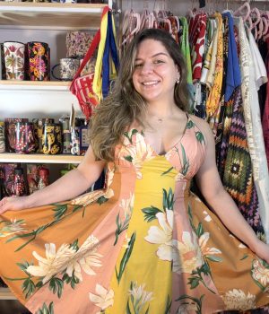 Vestido Farm Curto Floral Alice Amarelo Laranja Rosa TAM GG (Novo)