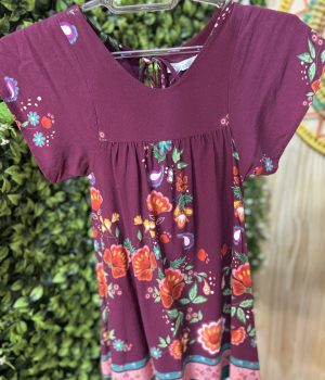 Vestido Infantil Vinho Floral (desapego)