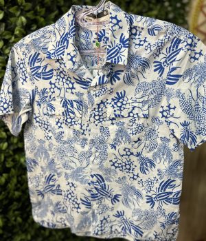 Blusa Infantil De Botão Bento Branca Estampa Mar (novo)