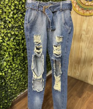 Calça Jeans Desfiada Com Cinto (desapego)