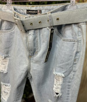 Calça Jeans Clara Rasgado Com Cinto (desapego)