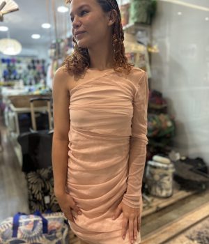 Vestido De Festa Rosa Manga Única (desapego)