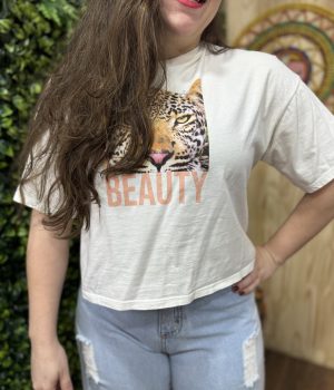 Blusa Cropped Branca Marisa Tigre (desapego)