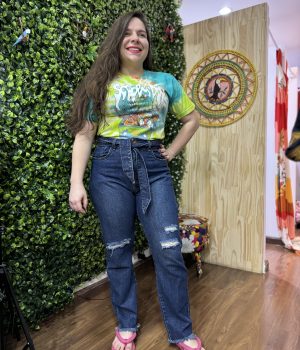 Calça Jeans Escuro Desfiada (desapego)