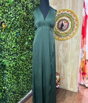 Vestido longo verde esmeralda desapego